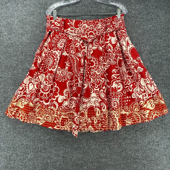 ivy jane Dresses & Skirts - Ivy Jane Skirt Womens 12 Red Pleated Flowy Peasant Boho Cottagecore Gypsy Casual